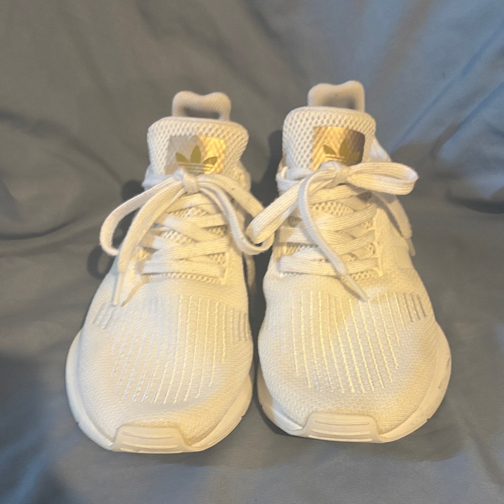 adidas Originals White Sneakers with Gold Accents
